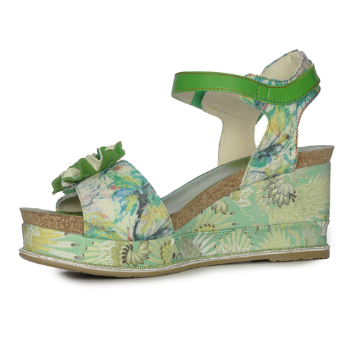 Laura Vita Women's leather sandals on the wedge Menthe