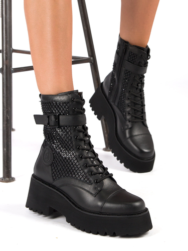 Liu Jo Women's Leather Platform Boots Black