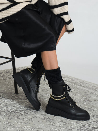 Liu Jo Women's Leather Platform Rumi 10 Boots Black