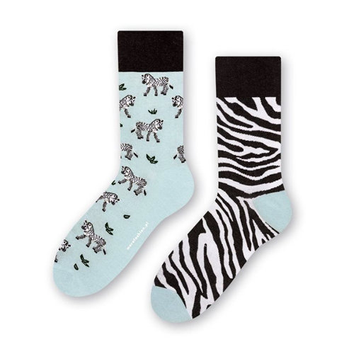 MORE Asymmetrical Blue Zebra socks