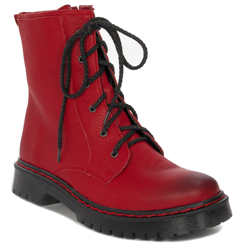 Maciejka 01609-08/00-3 Red Lace-up Boots