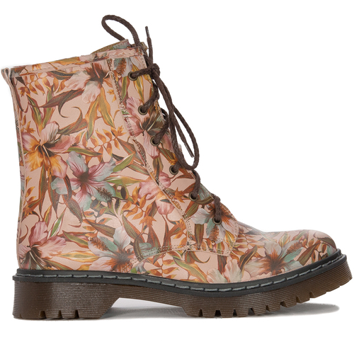 Maciejka 01609-15/00-6 Pink + Flowers Lace-up Boots