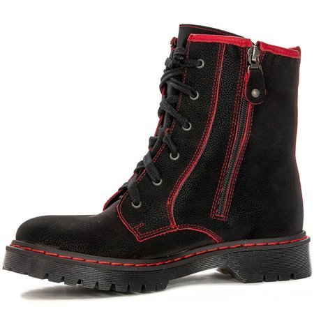 Maciejka 01609-43/00-3 Black Red Lace-up Boots