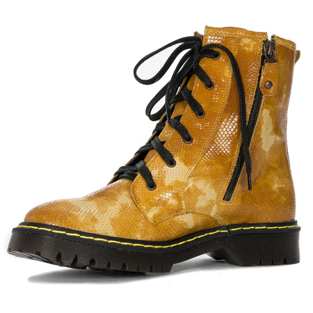 Maciejka 01609-47-00-6 Yellow White Lace-up Boots