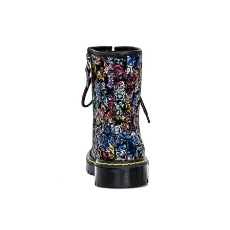 Maciejka 01609-50-00-2 Black Flowers Lace-up Boots