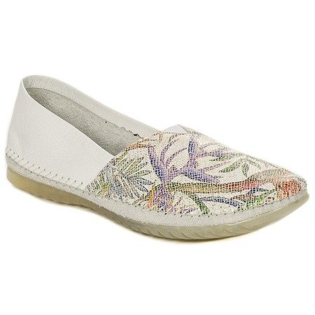 Maciejka 01930-43-00-0 Flowers White Flat Shoes