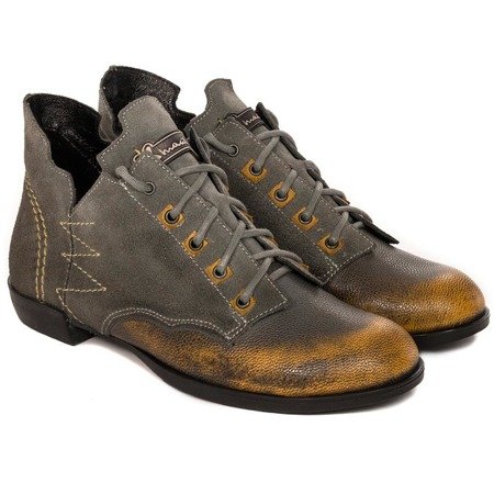 Maciejka 02522-07-00-3 Gray Lace-up Boots