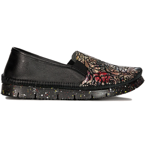 Maciejka 03512-58/00-0 Black + Flowers Flat Shoes