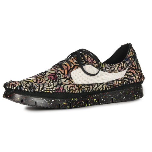 Maciejka 03512-58/00-0 Black + Flowers Flat Shoes