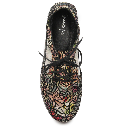 Maciejka 03512-58/00-0 Black + Flowers Flat Shoes