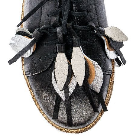 Maciejka 04550-01-00-5 Black on Silver Flat Shoes