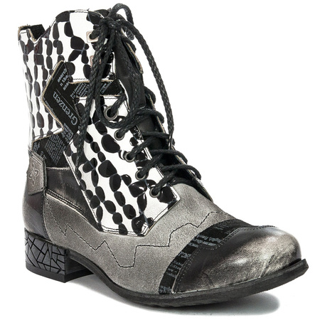 Maciejka 04625-11/00-3 Black & White Lace-up Boots