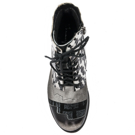 Maciejka 04625-11/00-3 Black & White Lace-up Boots