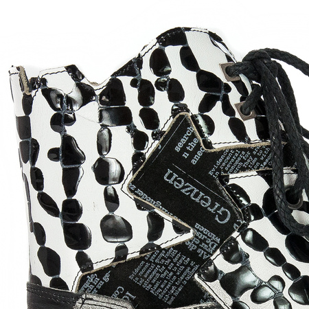 Maciejka 04625-11/00-3 Black & White Lace-up Boots