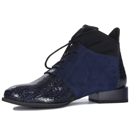 Maciejka 04744-27/00-7 Navy Blue Lace-up Boots