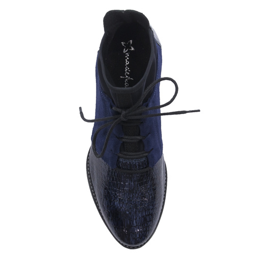 Maciejka 04744-27/00-7 Navy Blue Lace-up Boots