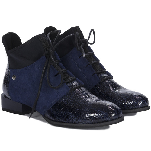 Maciejka 04744-27/00-7 Navy Blue Lace-up Boots