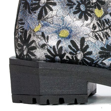 Maciejka 04869-38/00-6 Silver end Black Flowers Lace-up Boots