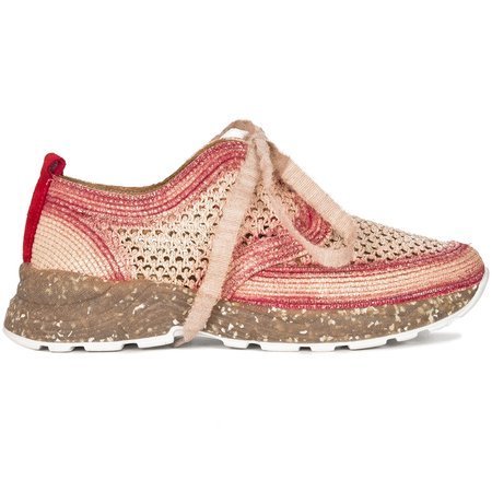 Maciejka 04887-08/00-0 Red Straw Flat Shoes