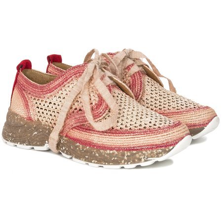 Maciejka 04887-08/00-0 Red Straw Flat Shoes