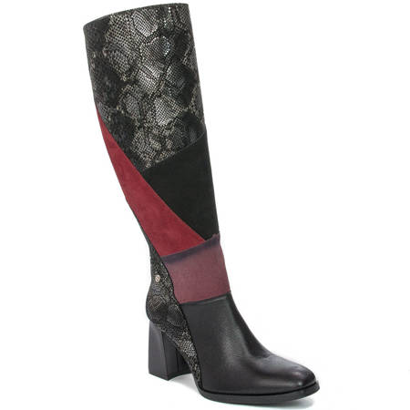 Maciejka 05240-23-00-7 Black Burgundy Knee-High Boots
