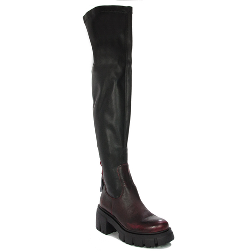 Maciejka 05260-0800-7 Black and Red Knee-High Boots