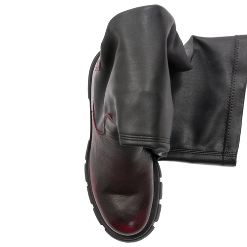 Maciejka 05260-0800-7 Black and Red Knee-High Boots