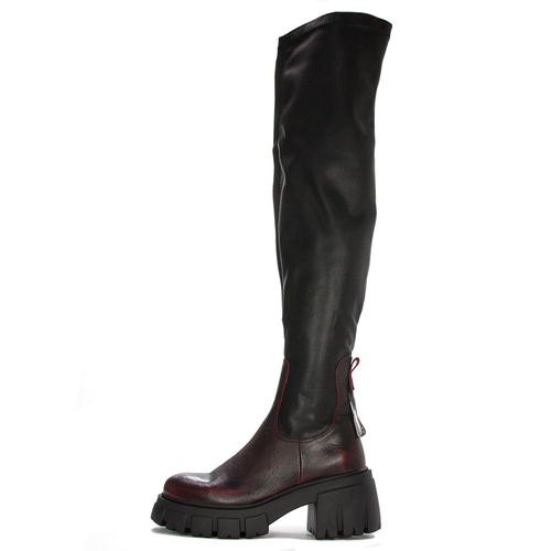 Maciejka 05260-0800-7 Black and Red Knee-High Boots