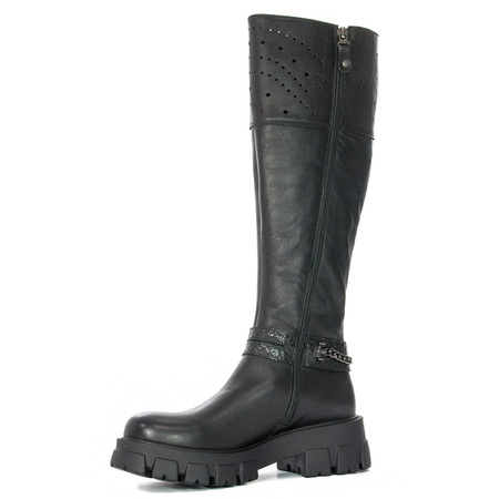 Maciejka 05290-01-00-7 Black Crocodile Knee-High Boots