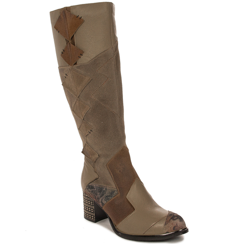 Maciejka 05640-10/00-3 Dark Beige Knee-High Boots
