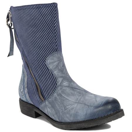 Maciejka 05649-17/00-7 Women's navy and white leather boots