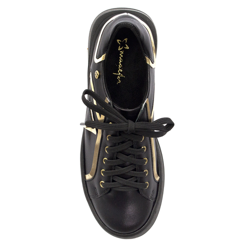 Maciejka 06197-01/00-8 Women's Leather Sneakers Black & Gold