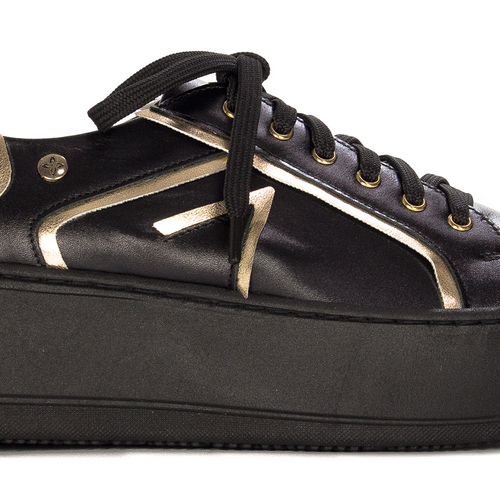 Maciejka 06197-01/00-8 Women's Leather Sneakers Black & Gold