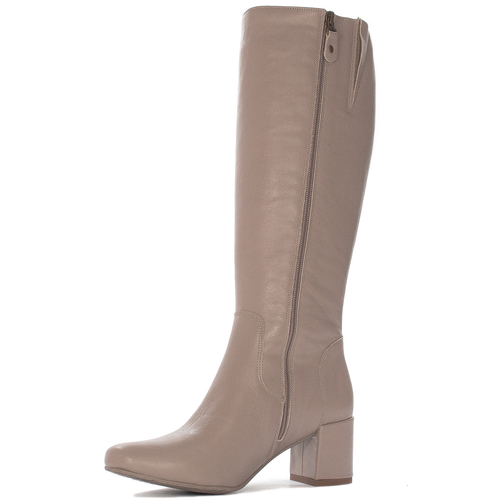 Maciejka Beige Knee-High Boots