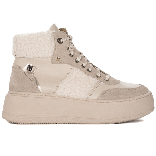 Maciejka Beige Lace-Up warmed Boots