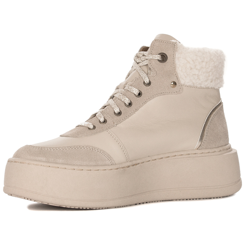 Maciejka Beige Lace-Up warmed Boots