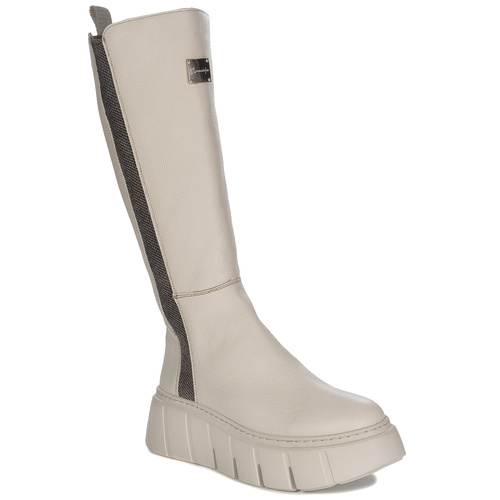 Maciejka Beige Platform Knee-High Boots