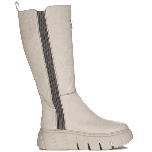 Maciejka Beige Platform Knee-High Boots