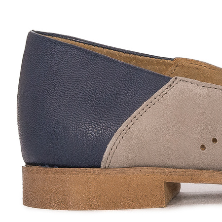 Maciejka Beige Velor+Navy Flat Shoes