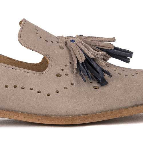 Maciejka Beige Velor+Navy Flat Shoes
