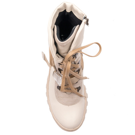 Maciejka Beige Women's Lace-up Boots