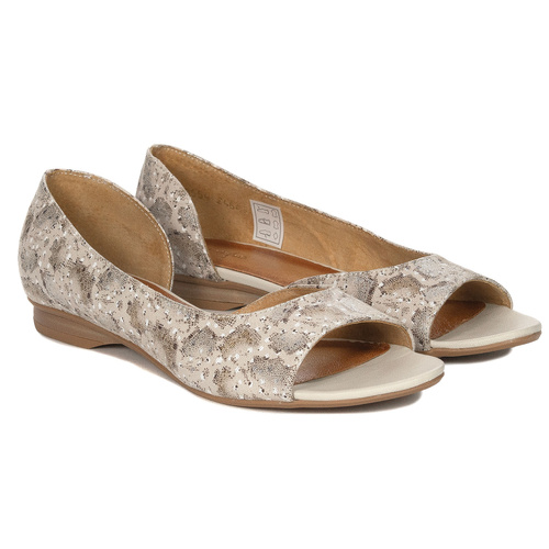 Maciejka Beige and Gold Snake Flat Shoes