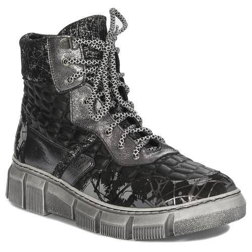 Maciejka Black + Silver Women's Lace-Up Boots