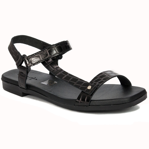 Maciejka Black leather velcro women's sandals