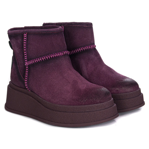 Maciejka Burgundy Platform Snow Boots Maciejka Obuwie damskie Botki Trzewiki Midiamo.pl