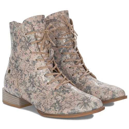 Maciejka Flowers Nude Lace-up Boots