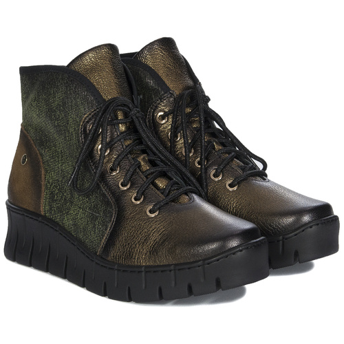 Maciejka Green and Gold Women's Boots