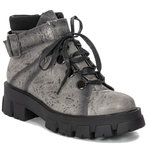 Maciejka Grey Lace-Up Boots