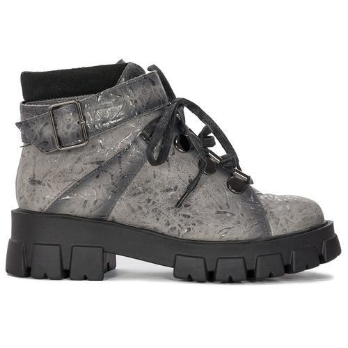 Maciejka Grey Lace-Up Boots