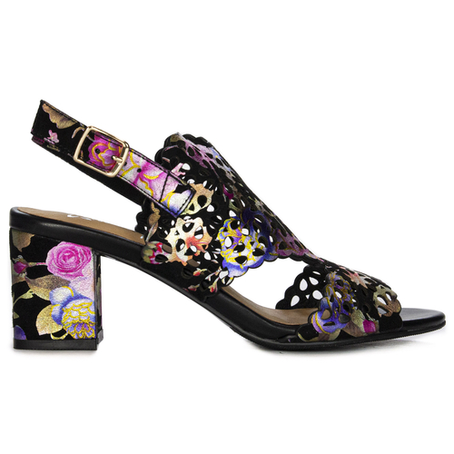 Maciejka N6518-01/00-1 Black + Flowers Sandals